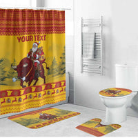 Personalized Spain Christmas Bathroom Set Santa Riding Red Bull Feliz Navidad - Wonder Print Shop