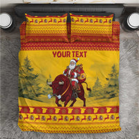 Personalized Spain Christmas Bedding Set Santa Riding Red Bull Feliz Navidad - Wonder Print Shop