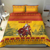 Personalized Spain Christmas Bedding Set Santa Riding Red Bull Feliz Navidad - Wonder Print Shop