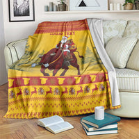 Personalized Spain Christmas Blanket Santa Riding Red Bull Feliz Navidad - Wonder Print Shop