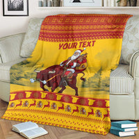 Personalized Spain Christmas Blanket Santa Riding Red Bull Feliz Navidad - Wonder Print Shop