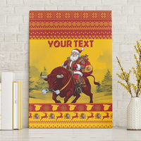 Personalized Spain Christmas Canvas Wall Art Santa Riding Red Bull Feliz Navidad - Wonder Print Shop