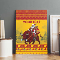 Personalized Spain Christmas Canvas Wall Art Santa Riding Red Bull Feliz Navidad - Wonder Print Shop