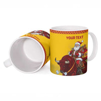 Personalized Spain Christmas Ceramic Mug Santa Riding Red Bull Feliz Navidad - Wonder Print Shop