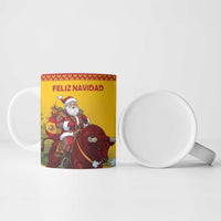 Personalized Spain Christmas Ceramic Mug Santa Riding Red Bull Feliz Navidad - Wonder Print Shop