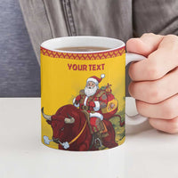 Personalized Spain Christmas Ceramic Mug Santa Riding Red Bull Feliz Navidad - Wonder Print Shop