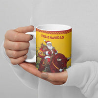 Personalized Spain Christmas Ceramic Mug Santa Riding Red Bull Feliz Navidad - Wonder Print Shop
