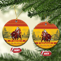 Personalized Spain Christmas Ceramic Ornament Santa Riding Red Bull Feliz Navidad - Wonder Print Shop