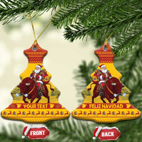 Personalized Spain Christmas Ceramic Ornament Santa Riding Red Bull Feliz Navidad - Wonder Print Shop