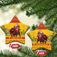 Personalized Spain Christmas Ceramic Ornament Santa Riding Red Bull Feliz Navidad - Wonder Print Shop