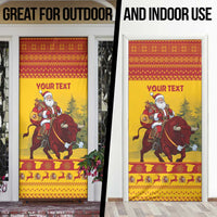 Personalized Spain Christmas Door Cover Santa Riding Red Bull Feliz Navidad - Wonder Print Shop