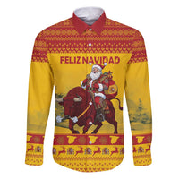 Personalized Spain Christmas Family Matching Puletasi and Hawaiian Shirt Santa Riding Red Bull Feliz Navidad - Wonder Print Shop