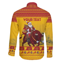 Personalized Spain Christmas Family Matching Puletasi and Hawaiian Shirt Santa Riding Red Bull Feliz Navidad - Wonder Print Shop