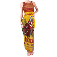 Personalized Spain Christmas Family Matching Tank Maxi Dress and Hawaiian Shirt Santa Riding Red Bull Feliz Navidad - Wonder Print Shop