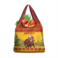 Personalized Spain Christmas Grocery Bag Santa Riding Red Bull Feliz Navidad - Wonder Print Shop