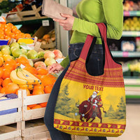 Personalized Spain Christmas Grocery Bag Santa Riding Red Bull Feliz Navidad - Wonder Print Shop