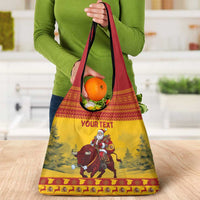 Personalized Spain Christmas Grocery Bag Santa Riding Red Bull Feliz Navidad - Wonder Print Shop