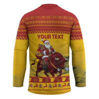 Personalized Spain Christmas Hockey Jersey Santa Riding Red Bull Feliz Navidad - Wonder Print Shop