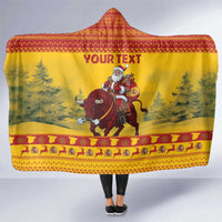 Personalized Spain Christmas Hooded Blanket Santa Riding Red Bull Feliz Navidad - Wonder Print Shop