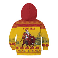 Personalized Spain Christmas Kid Hoodie Santa Riding Red Bull Feliz Navidad - Wonder Print Shop