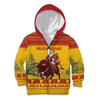 Personalized Spain Christmas Kid Hoodie Santa Riding Red Bull Feliz Navidad - Wonder Print Shop