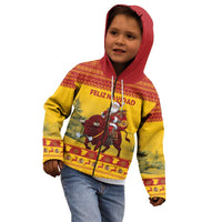 Personalized Spain Christmas Kid Hoodie Santa Riding Red Bull Feliz Navidad - Wonder Print Shop
