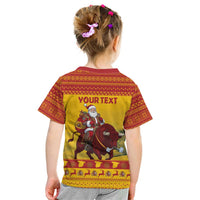 Personalized Spain Christmas Kid T Shirt Santa Riding Red Bull Feliz Navidad - Wonder Print Shop