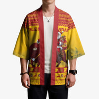 Personalized Spain Christmas Kimono Santa Riding Red Bull Feliz Navidad - Wonder Print Shop