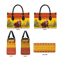 Personalized Spain Christmas Leather Bag Santa Riding Red Bull Feliz Navidad - Wonder Print Shop