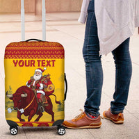 Personalized Spain Christmas Luggage Cover Santa Riding Red Bull Feliz Navidad - Wonder Print Shop