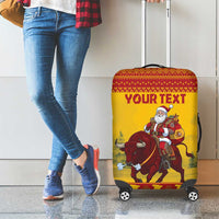 Personalized Spain Christmas Luggage Cover Santa Riding Red Bull Feliz Navidad - Wonder Print Shop
