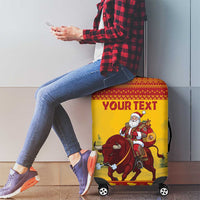 Personalized Spain Christmas Luggage Cover Santa Riding Red Bull Feliz Navidad - Wonder Print Shop