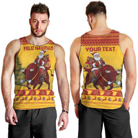 Personalized Spain Christmas Men Tank Top Santa Riding Red Bull Feliz Navidad - Wonder Print Shop