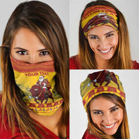 Personalized Spain Christmas Neck Gaiter Santa Riding Red Bull Feliz Navidad - Wonder Print Shop