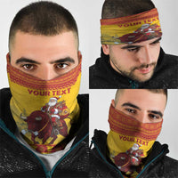 Personalized Spain Christmas Neck Gaiter Santa Riding Red Bull Feliz Navidad - Wonder Print Shop