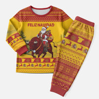 Personalized Spain Christmas Pajama Set Santa Riding Red Bull Feliz Navidad - Wonder Print Shop