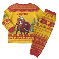 Personalized Spain Christmas Pajama Set Santa Riding Red Bull Feliz Navidad - Wonder Print Shop