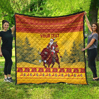 Personalized Spain Christmas Quilt Santa Riding Red Bull Feliz Navidad - Wonder Print Shop