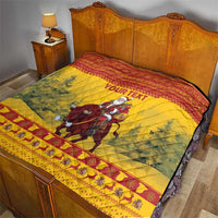 Personalized Spain Christmas Quilt Santa Riding Red Bull Feliz Navidad - Wonder Print Shop