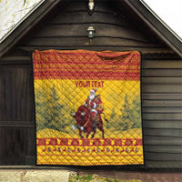 Personalized Spain Christmas Quilt Santa Riding Red Bull Feliz Navidad - Wonder Print Shop