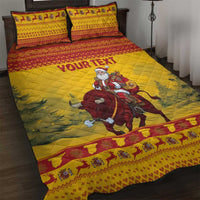 Personalized Spain Christmas Quilt Bed Set Santa Riding Red Bull Feliz Navidad - Wonder Print Shop