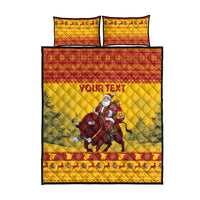 Personalized Spain Christmas Quilt Bed Set Santa Riding Red Bull Feliz Navidad - Wonder Print Shop