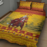 Personalized Spain Christmas Quilt Bed Set Santa Riding Red Bull Feliz Navidad - Wonder Print Shop