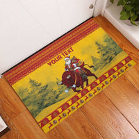 Personalized Spain Christmas Rubber Doormat Santa Riding Red Bull Feliz Navidad - Wonder Print Shop