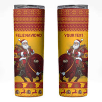 Personalized Spain Christmas Skinny Tumbler Santa Riding Red Bull Feliz Navidad - Wonder Print Shop