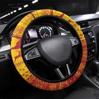 Spain Christmas Steering Wheel Cover Santa Riding Red Bull Feliz Navidad - Wonder Print Shop