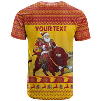 Personalized Spain Christmas T Shirt Santa Riding Red Bull Feliz Navidad - Wonder Print Shop