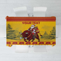 Personalized Spain Christmas Tablecloth Santa Riding Red Bull Feliz Navidad - Wonder Print Shop