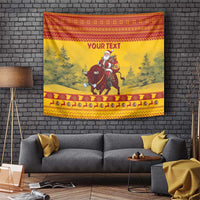 Personalized Spain Christmas Tapestry Santa Riding Red Bull Feliz Navidad - Wonder Print Shop