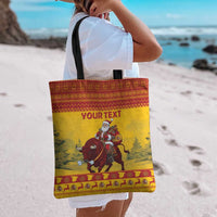 Personalized Spain Christmas Tote Bag Santa Riding Red Bull Feliz Navidad - Wonder Print Shop
